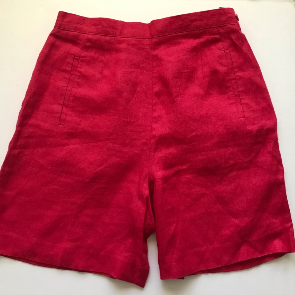Talbots High-Waist Deep Coral Irish Linen Shorts